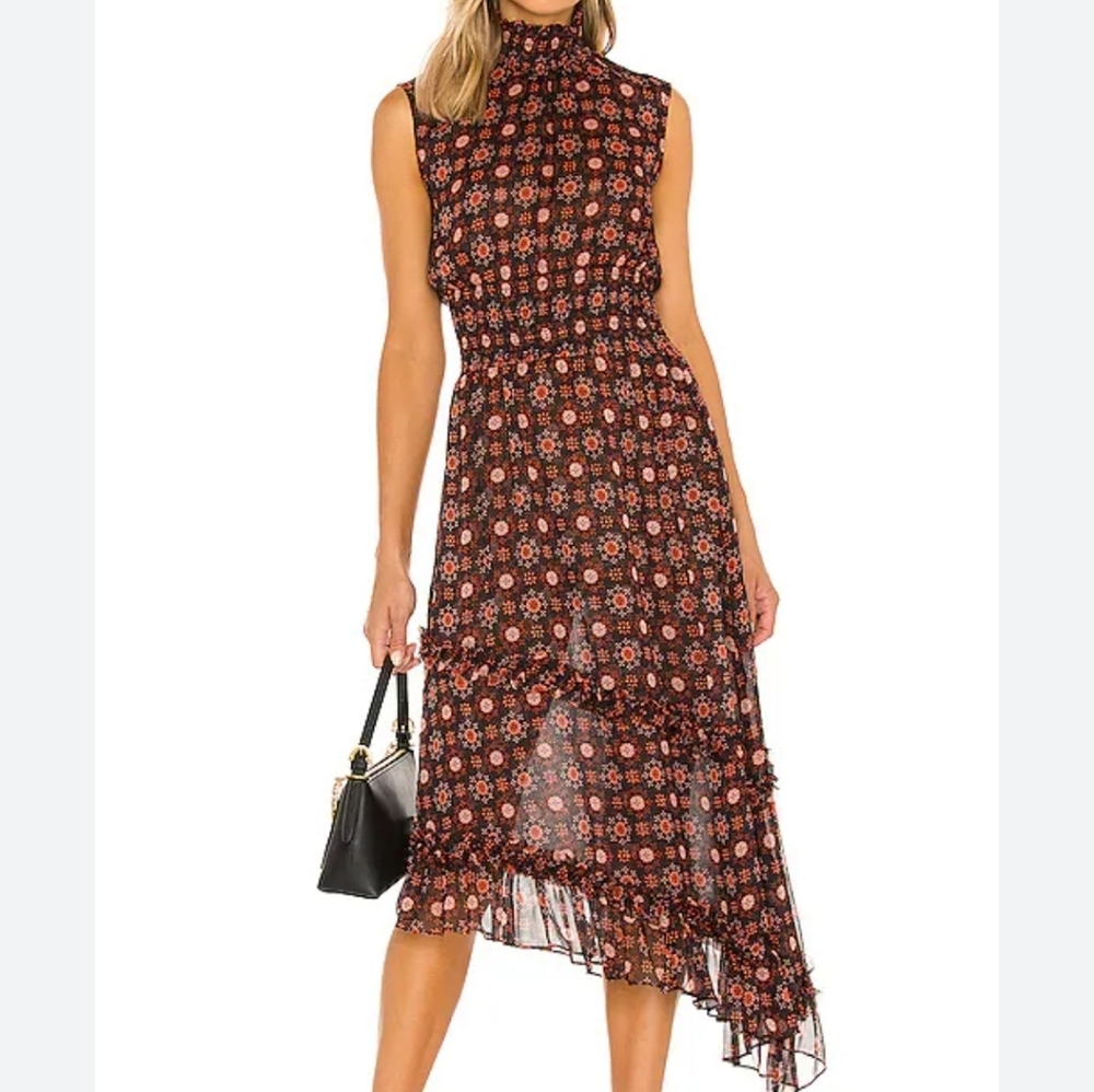 Misa Los Angeles Shalom Floral Sleeveless Asymmetrical Dress, Size Xs